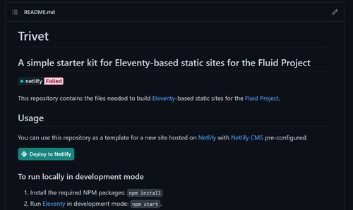 A screenshot of the Trivet code's Readme content on GitHub